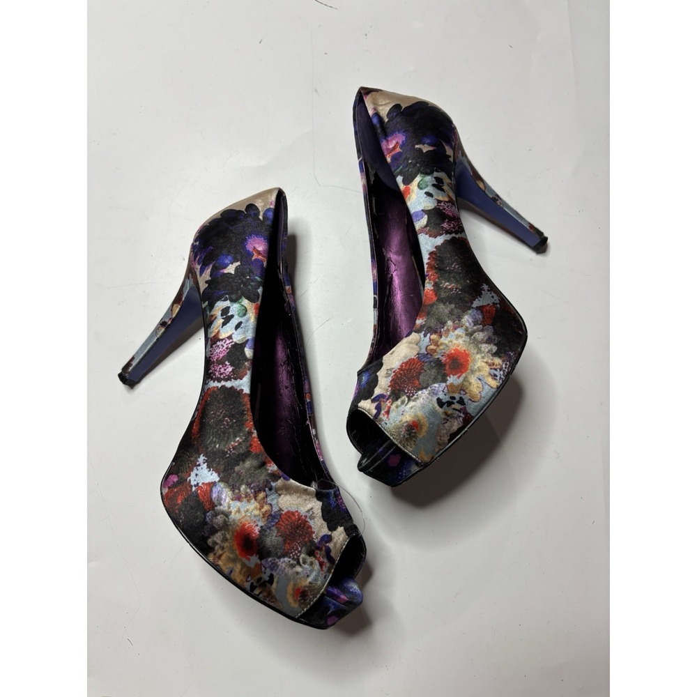 Nine‎ West Camya Multicolor Floral Peep Toe Platform Pumps Women's 8.5 Sexy Y2K